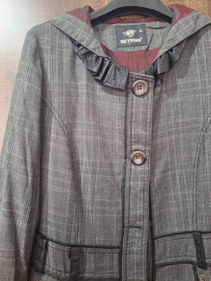 Düğmeli Uzun Gri Kadın pardesü (setrems marka) - Görsel 2