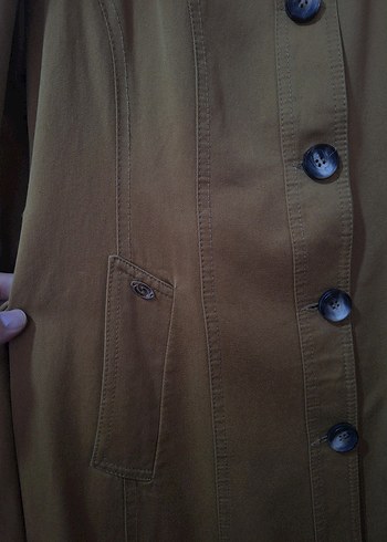 Bej Kadın Keten Kemerli Uzun Trençkot - Görsel 3