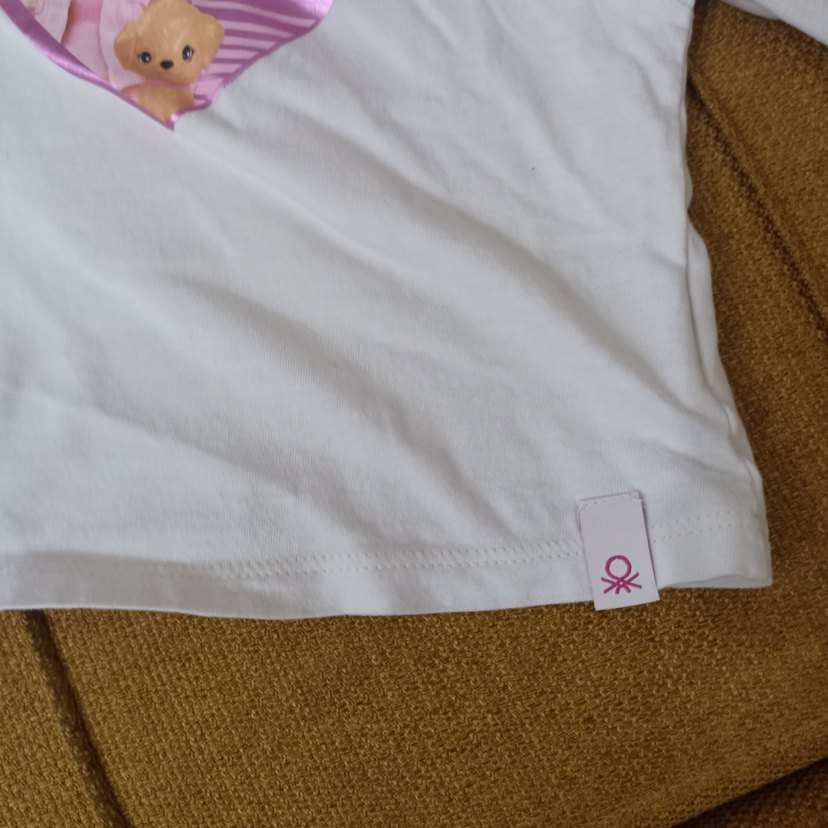 Kız Çocuk Benetton Beyaz Barbie Baskılı Kısa Kollu Tişört - Görsel 2