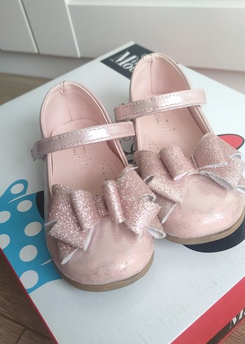 Kız Çocuk Pembe Fiyonklu Babet Ayakkabı - Görsel 2