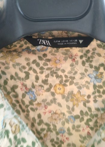 Zara Bej Desenli Kısa Kollu Gömlek elbise