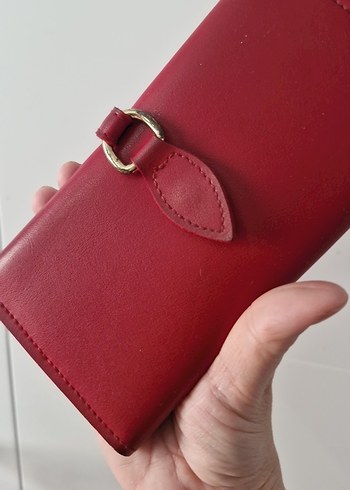 Kırmızı Deri Tokalı Kadın Cüzdanı - Görsel 2