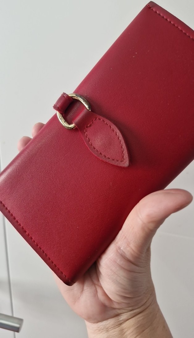 Kırmızı Deri Tokalı Kadın Cüzdanı - Görsel 2