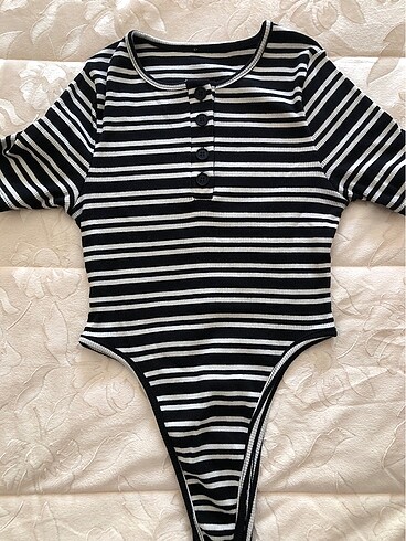 Kadın bodysuit çizgili bluz