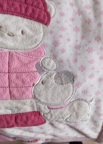 Kız Bebek Pembe Desenli Fermuarlı kundak battaniye - Görsel 3
