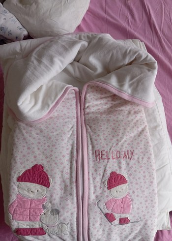 Kız Bebek Pembe Desenli Fermuarlı kundak battaniye - Görsel 2