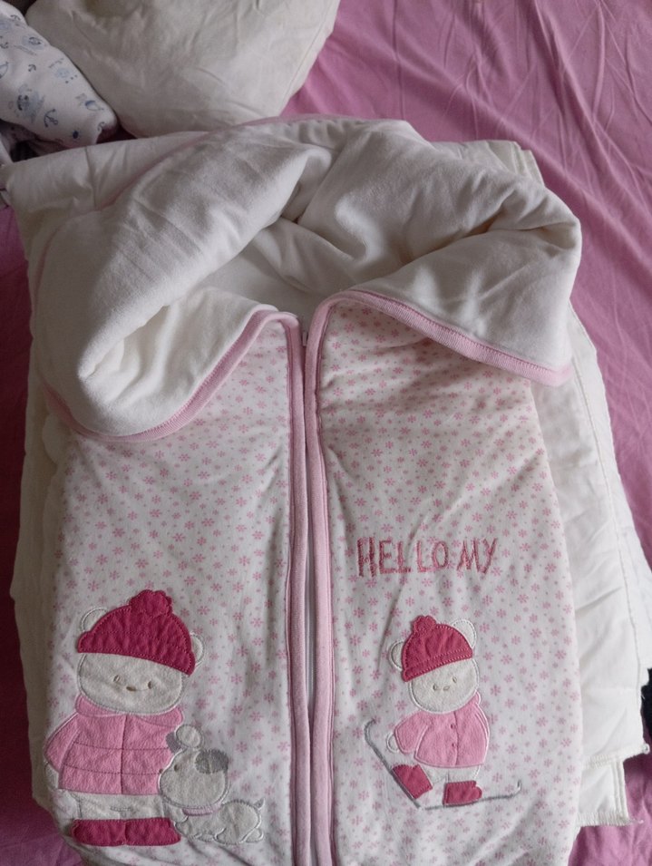 Kız Bebek Pembe Desenli Fermuarlı kundak battaniye - Görsel 2