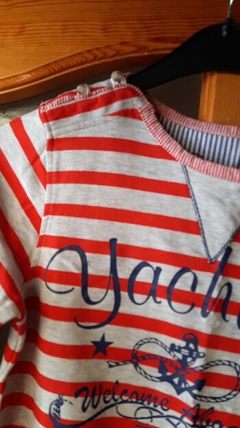 12-13 Yaş Beden çeşitli Renk Çizgili swetshirt yarım kollu 12-13 yaş