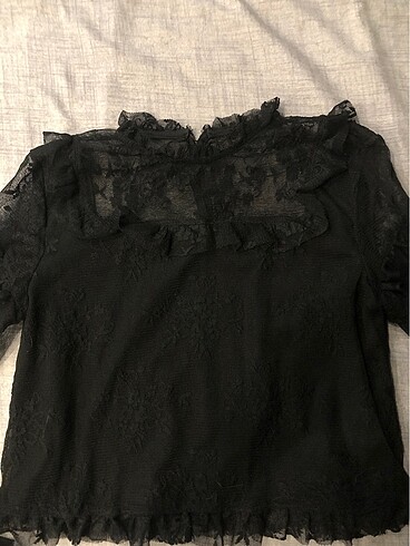 s Beden Gotik Vintage Siyah Dantelli Bluz