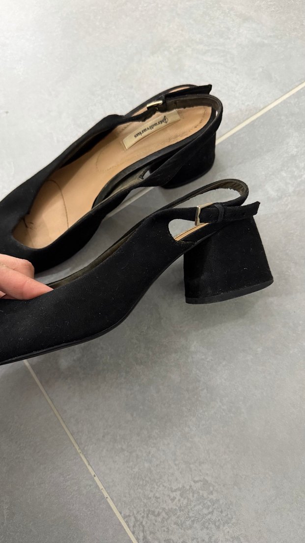 Siyah Süet  Topuklu Kadın Ayakkabı - Görsel 2