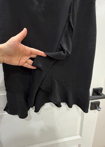 Siyah Midi V Yaka Kadın Elbise - Görsel 2