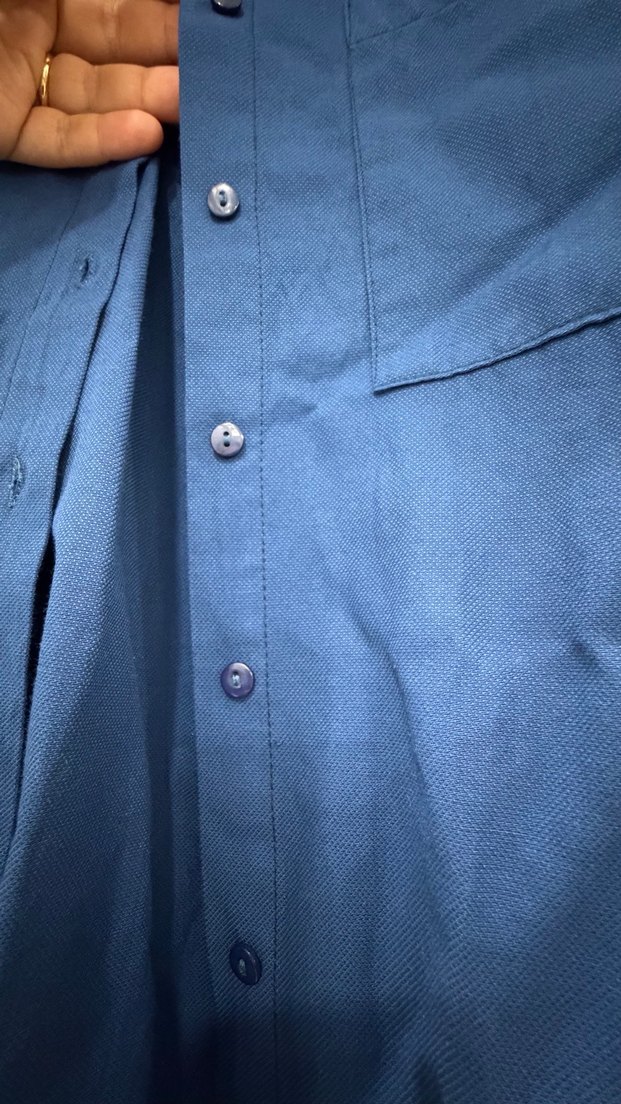 Lacivert Keten Düğmeli Kadın Gömlek - Görsel 3