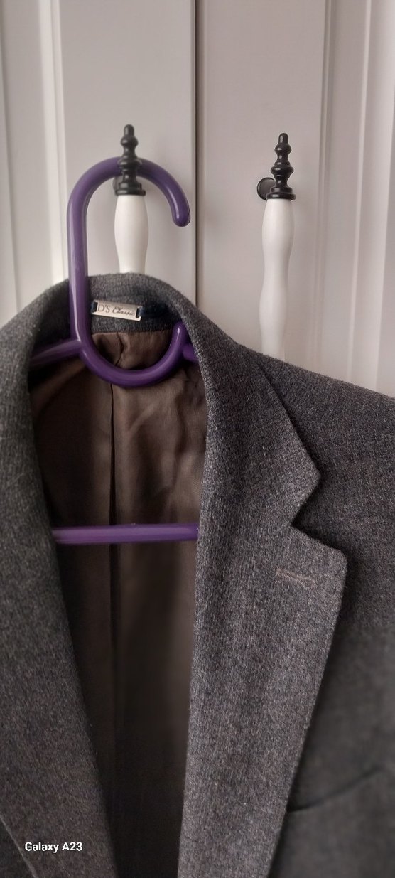 Düğmeli Gri Yün ceket erkek ds clasik marka slim fit 50 beden,,, - Görsel 4