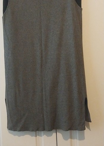 Düğmeli Gri Uzun Kadın Yelek - Görsel 5