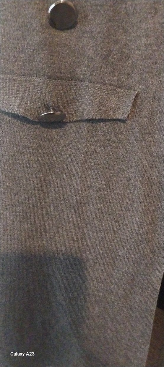 Düğmeli Gri Uzun Kadın Yelek - Görsel 4