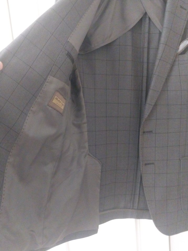 Gri Kareli Modern Klasik Erkek ceket kigli 48 beden - Görsel 4