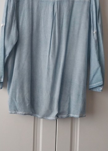 Düğmeli V Yaka Uzun Kollu Kadın Gömlek - Görsel 5