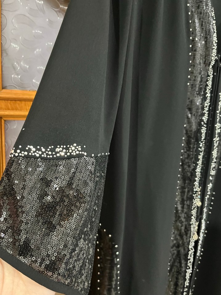 Siyah İşlemeli Uzun Kollu Kadın Elbisesi tunik - Görsel 3