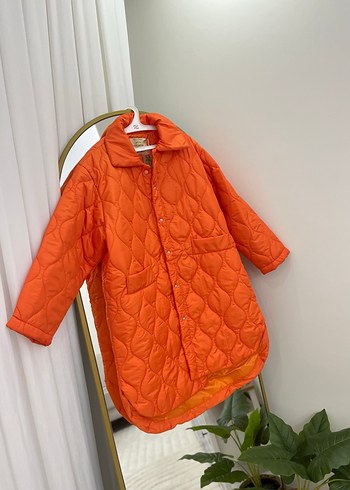 Turuncu Mini Düğmeli Kadın Mont - Görsel 2