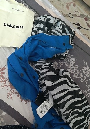 yeni etiketli koton marka zebra desenli sal
