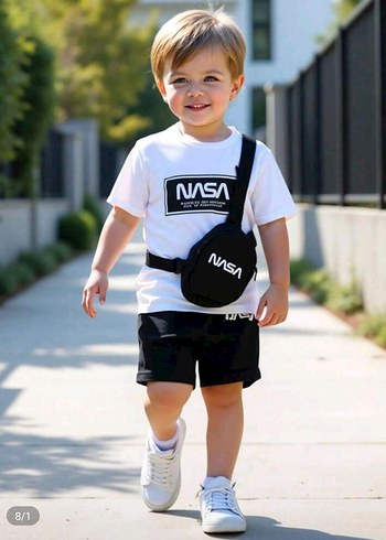 NASA Baskılı Beyaz Erkek Çocuk Tişörtü - Görsel 7