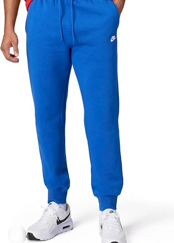 Nike Mavi Rahat Kesim pamuklu içi polarlı  Eşofman Altı - Görsel 2