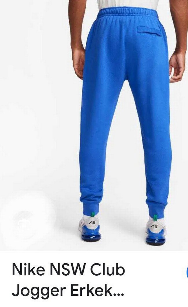 Nike Mavi Rahat Kesim pamuklu içi polarlı  Eşofman Altı - Görsel 4