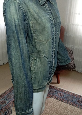 MAVİ JEANS TAŞLANMIŞ XL  YEŞİL-GRİ KOT JEANS CEKET BAYAN - Görsel 10