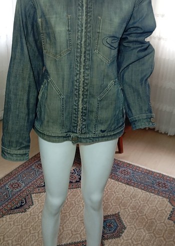 MAVİ JEANS TAŞLANMIŞ XL  YEŞİL-GRİ KOT JEANS CEKET BAYAN - Görsel 11