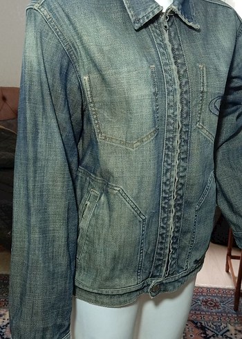 MAVİ JEANS TAŞLANMIŞ XL  YEŞİL-GRİ KOT JEANS CEKET BAYAN - Görsel 5