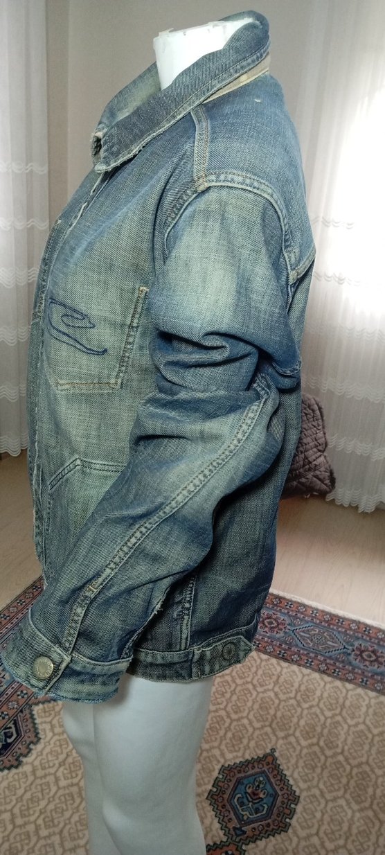 MAVİ JEANS TAŞLANMIŞ XL  YEŞİL-GRİ KOT JEANS CEKET BAYAN - Görsel 4