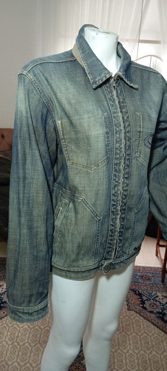 MAVİ JEANS TAŞLANMIŞ XL  YEŞİL-GRİ KOT JEANS CEKET BAYAN - Görsel 5