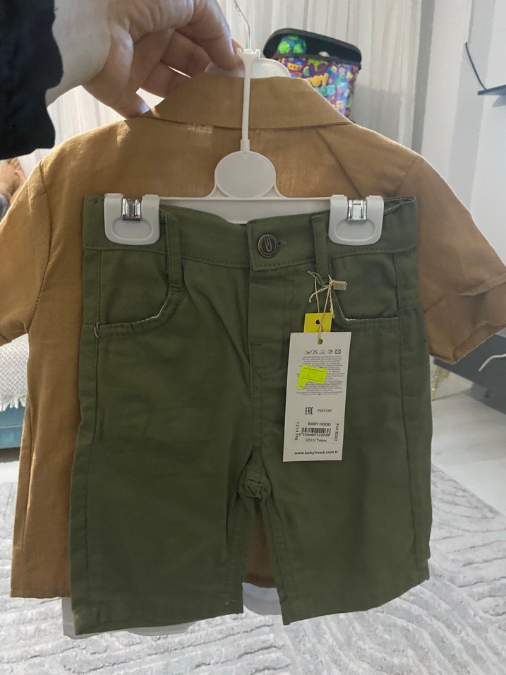 Düğmeli Kahverengi Erkek Çocuk Kısa Kollu Gömlek - Görsel 2