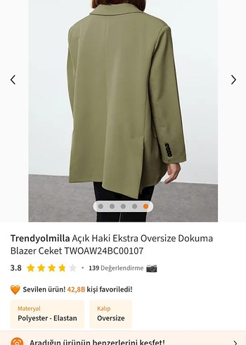 36 Beden Açık Haki Renk Kadın Blazer Ceket
