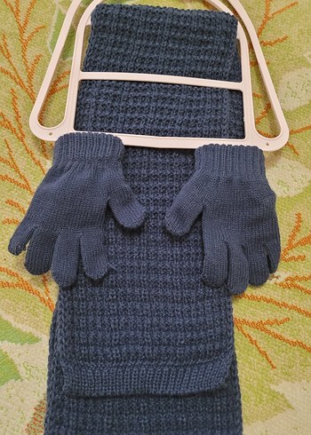 Erkek Çocuk Örgü Mavi Eldiven - Görsel 3