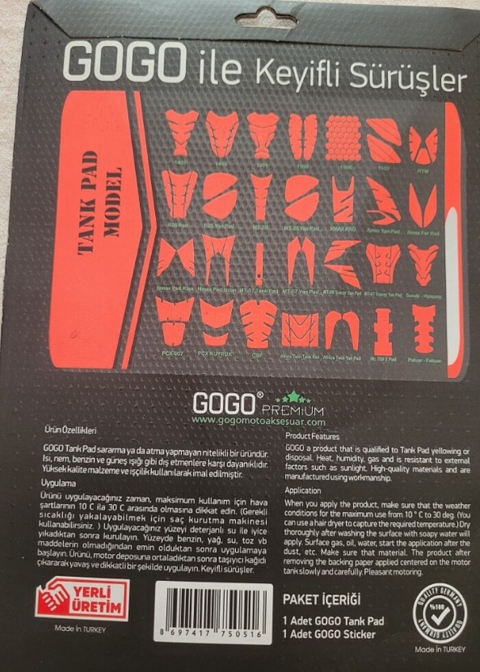 Motorsiklet  için  gogo racing tank pad R 25 - Görsel 2