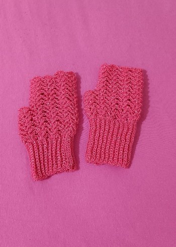 Pembe Örgü Yarım Parmak Eldiven