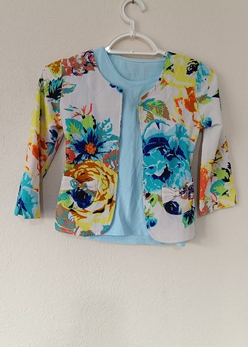 Çiçekli Kız Bolero, Düğmeli, Bol Kesim - Görsel 5