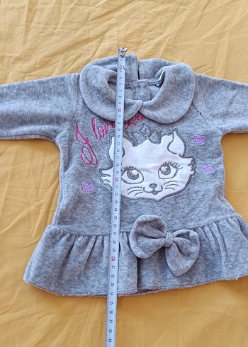 Gri kadife           Nakışlı Kedi Desenli Kıyafet - Görsel 4