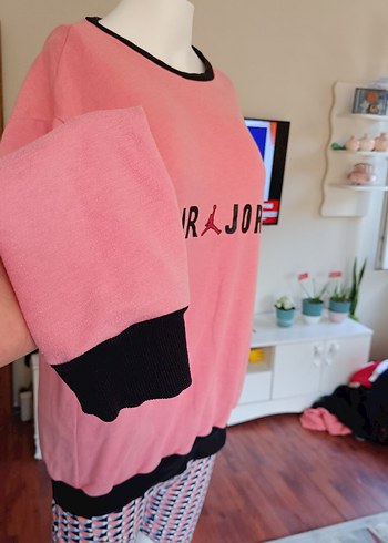 Diğer Pembe Pamuklu Baskılı Oversize Sweatshirt
