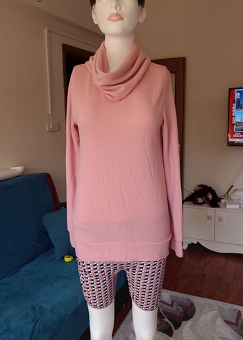 Pembe Yumuşak Dokulu Kadın Triko Kazak