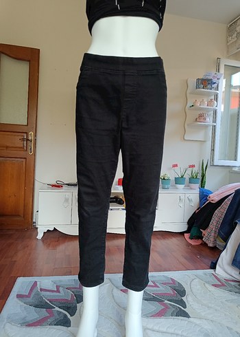 Siyah Midi Boy Denim Pantolon