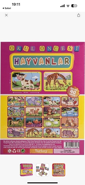  Beden Dıy toy bebek puzzle