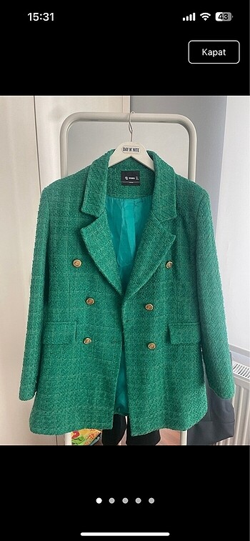 Yeşil tüvit blazer ceket