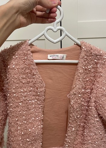 Düğmeli Pembe Kız Çocuk Triko Bolero - Görsel 4