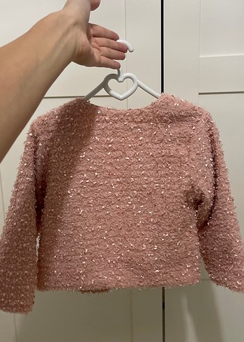Düğmeli Pembe Kız Çocuk Triko Bolero - Görsel 3