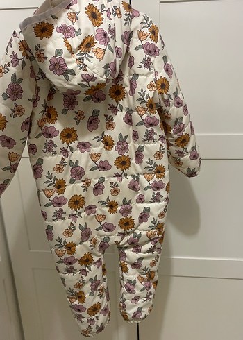 Çiçek Desenli Kapüşonlu Bebek Tulumu - Görsel 4
