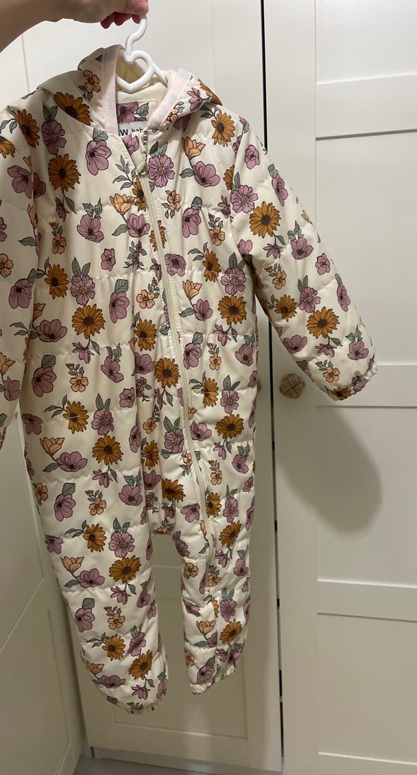 Çiçek Desenli Kapüşonlu Bebek Tulumu - Görsel 2
