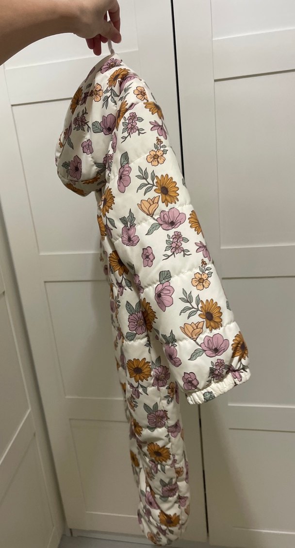 Çiçek Desenli Kapüşonlu Bebek Tulumu - Görsel 3