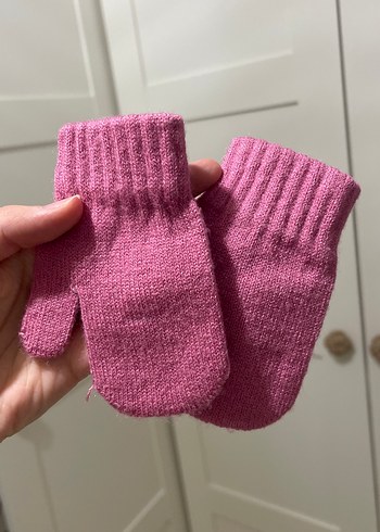 Kız Çocuk Pembe Triko Eldiven - Görsel 2